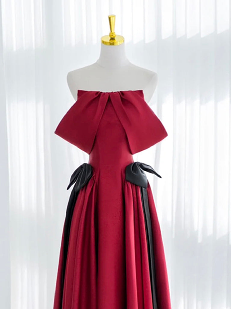 Burgundy A Line Beaded Off-the-Shoulder Prom Dresses, Long Formal Dress, PL432 main image 0