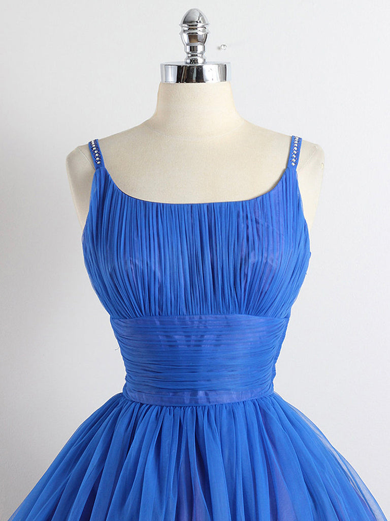 A-Line Tulle Blue Short Prom Dress, Blue Homecoming Dress – shdress