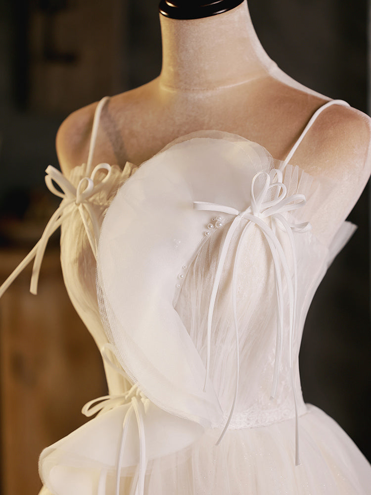 A-line Ruffle Short Beige Homecoming Dress formal dresses Bridesmaid Dresses evening gown Prom Dress main image 0