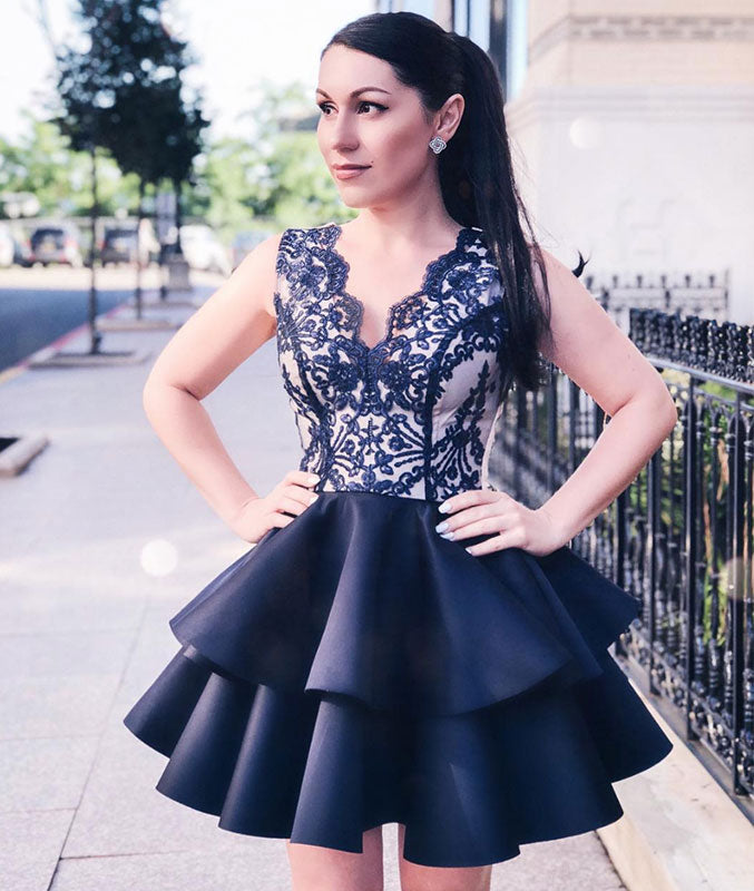 black and blue hoco dress Dark satin lace short prom dress, dark blue homecoming – shdress ___Cm/Inches 5 Vtg 80s Scarlett Nite SIZE:10M prefall25