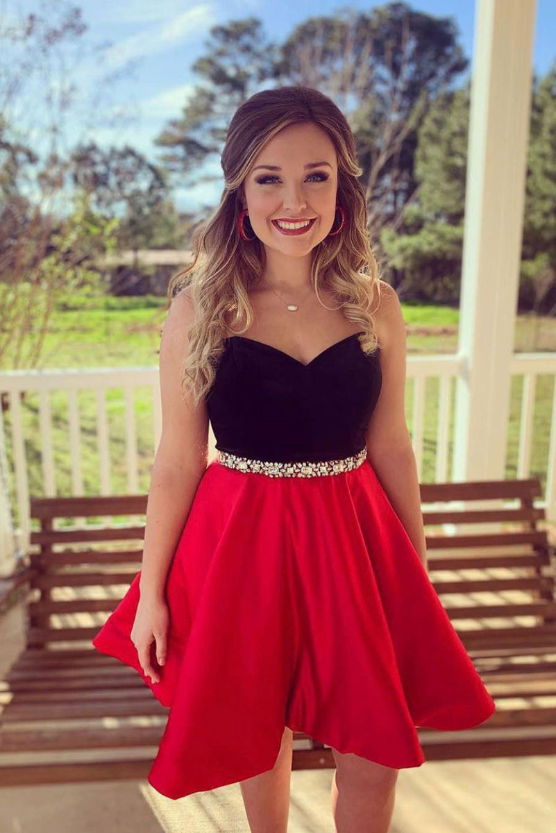 Cute sweetheart red short prom dress, red homecoming dress – shdress