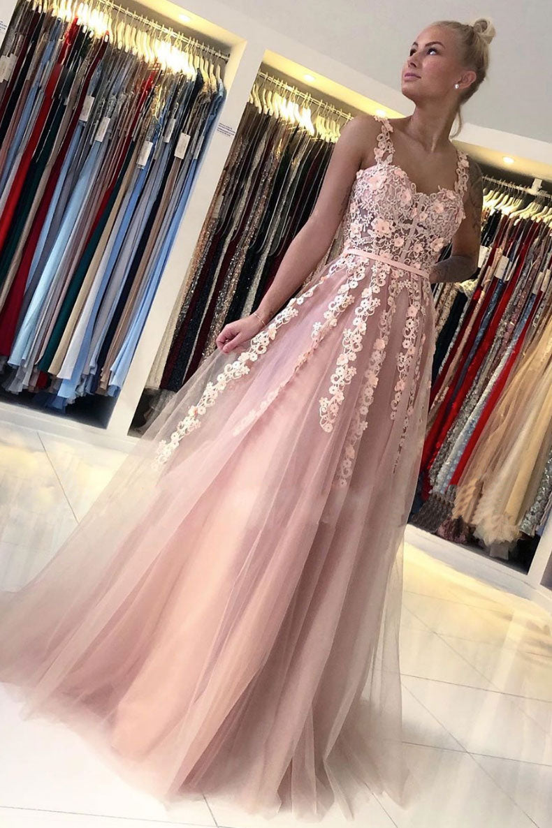 Pretty Sheath Sweetheart Floral Ombre Pink Tulle Sleeveless Evening Prom Dresses