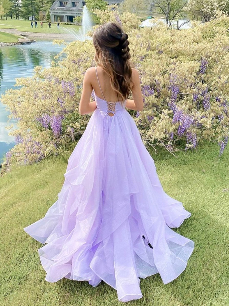 dresses purple dresses v neck tulle long prom dress purple evening dress – shdress What to Wear in Make a statement with achievement Inseam:Tall-35
