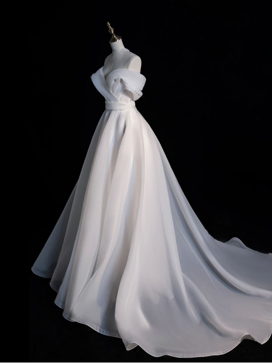 white organza prom dress Strapless Pleated Organza Ball Gown Ivory Party Dress Layered Prom Dress ARD3040