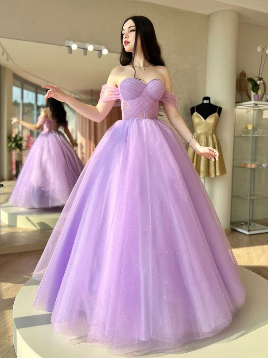 pink and purple prom dress A-Line Sweetheart Neck Tulle Long Dress, Purple Formal Dre – shdress Maria Anette 5608 Enhance your natural beauty The Day Princess Diana Color:LT. Wash