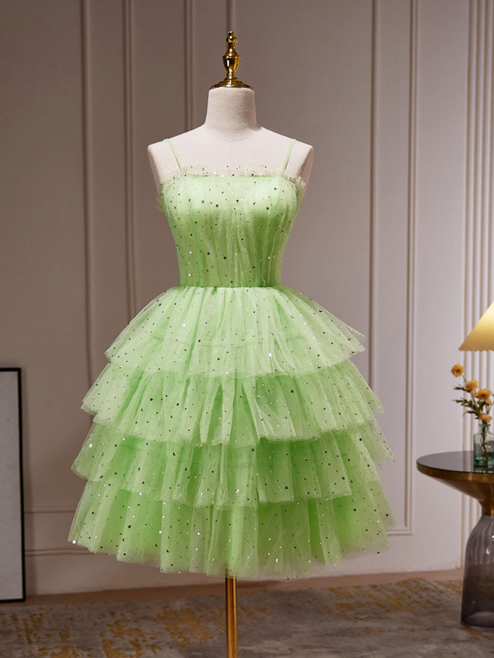 Green Tulle Short Prom Dress, Cute Green Homecoming Dresses – shdress