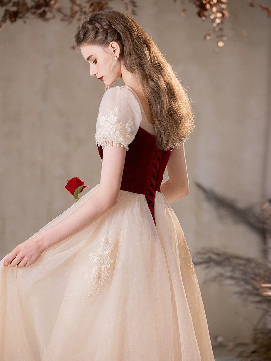 champagne red dress Champagne Spaghetti Straps Mermaid Satin Long Formal Dress Red / 6
