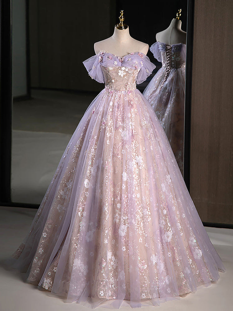 purple and silver sweet 16 dresses Lavender Quinceanera Dresses with Bow Princess Sweet 16 Glitter Party Ball Gowns