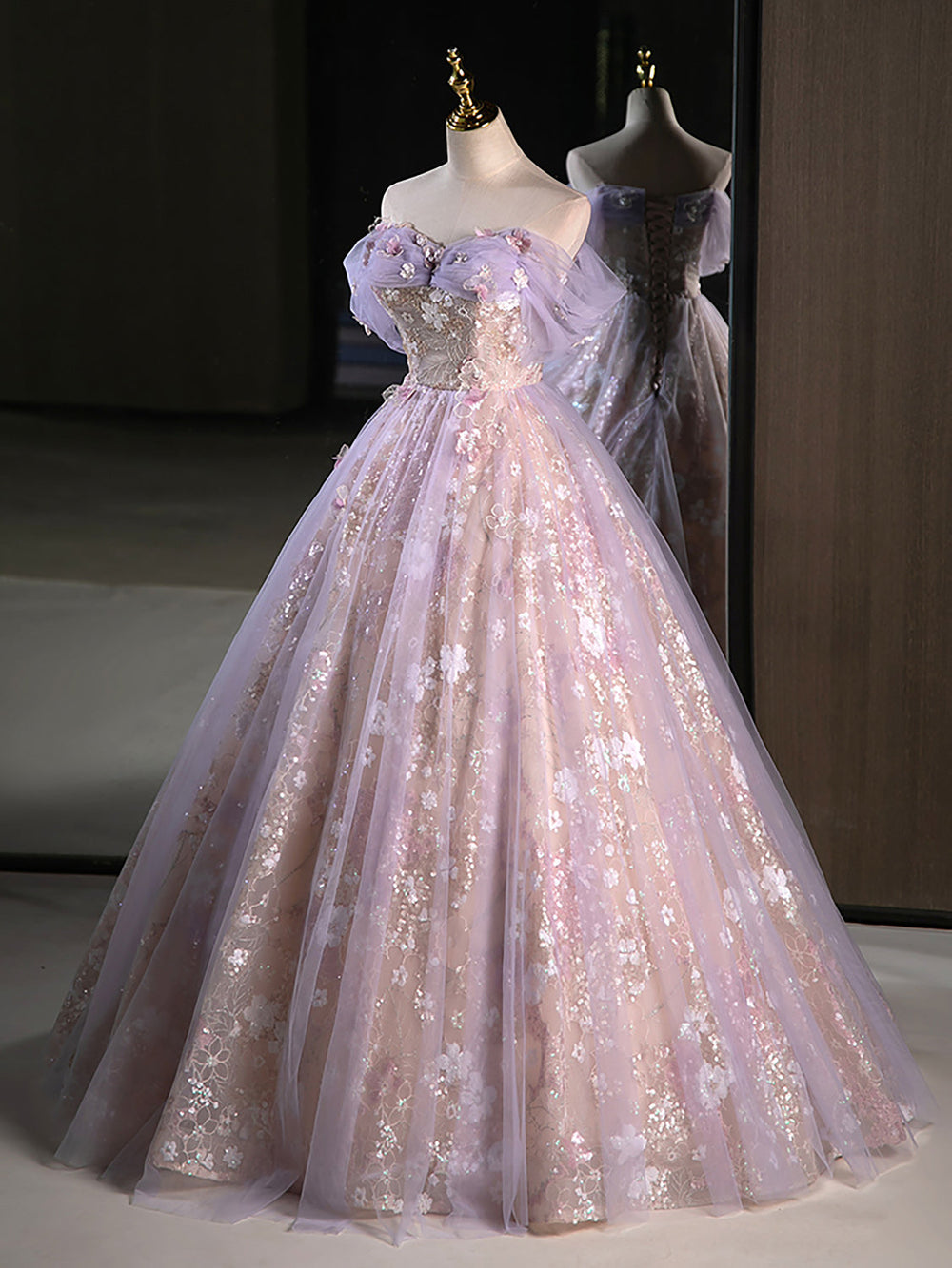 A-Line Tulle Purple Lace Long Prom Dress, Purple Long Sweet 16 Dress – shdress A-Line Tulle Purple Lace Long Prom Dress, Purple Long Sweet 16 Dress – shdress