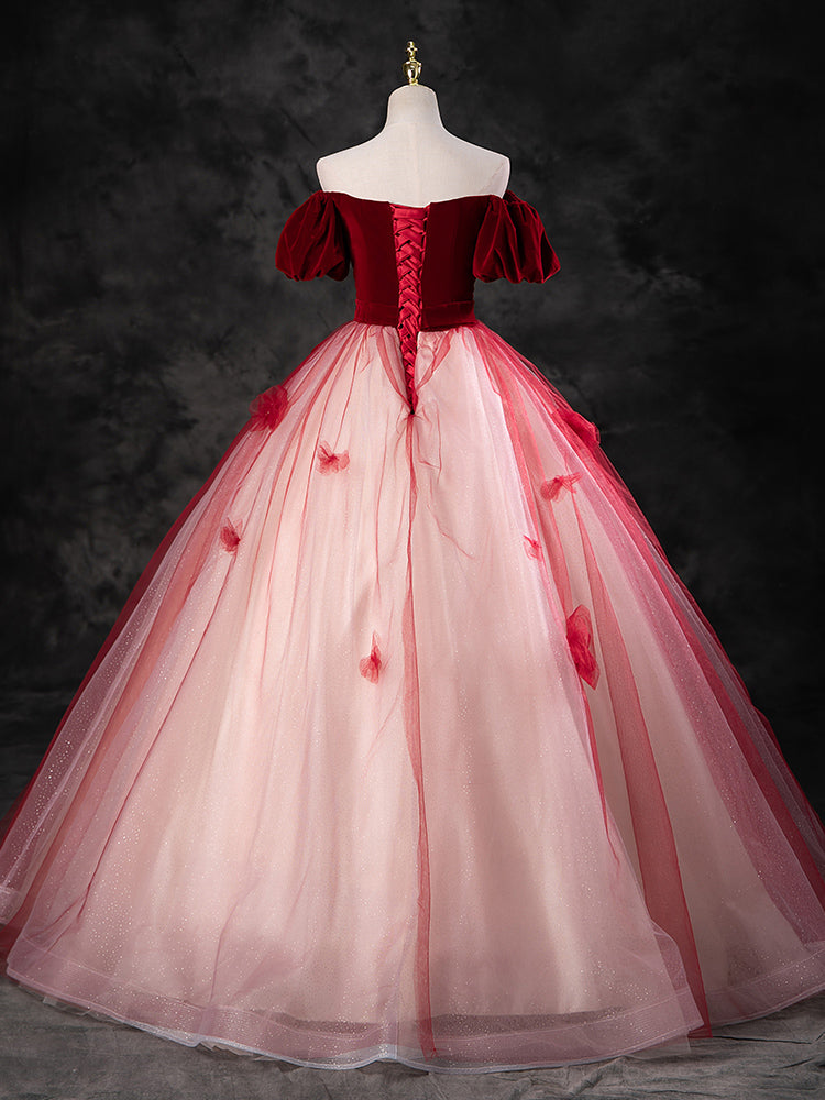 
                  
                    A-Line Tulle Burgundy Long Prom Dress, Burgundy Long Formal Dress
                  
                