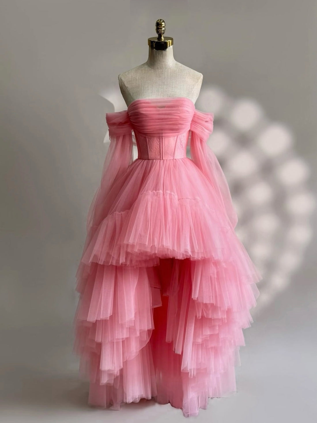 A Line Pink Sweetheart Tulle Long Prom Dresses, Pink Sweetheart Tulle Long Formal Evening Dresses main image 1