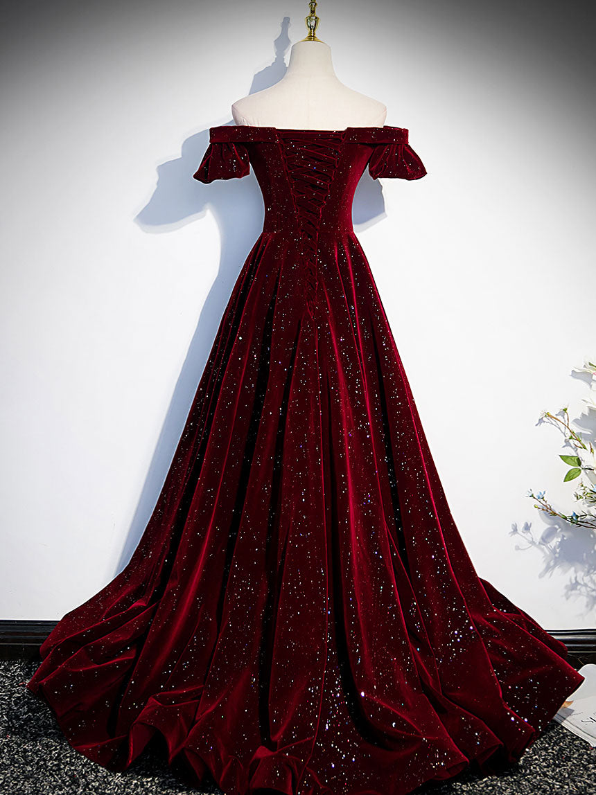 A-Line Velvet Burgundy Long Prom Dress, Burgundy Velvet Long Formal Dr – shdress A-Line Velvet Burgundy Long Prom Dress, Burgundy Velvet Long Formal Dr – shdress