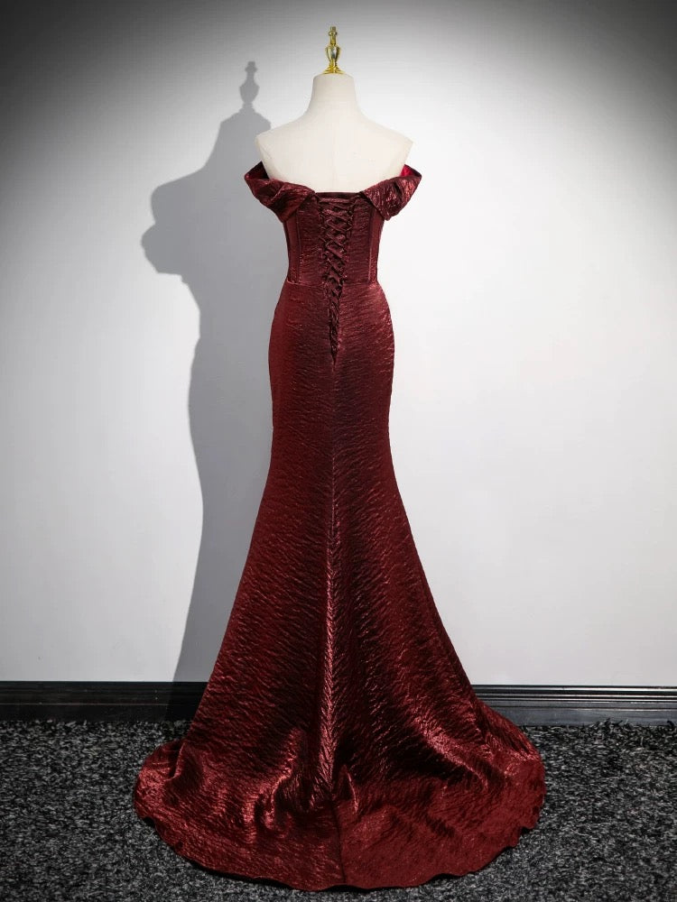A-Line Tulle Lace Black/burgundy Long Prom Dress, Black/Burgundy Long