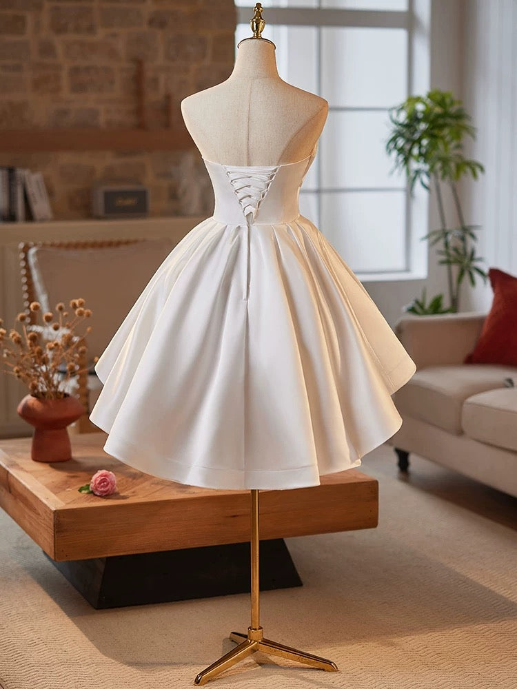 Simple Satin White Short Prom Dress, White Homecoming Dress shdress Simple Satin White Short Prom Dress, White Homecoming Dress shdress