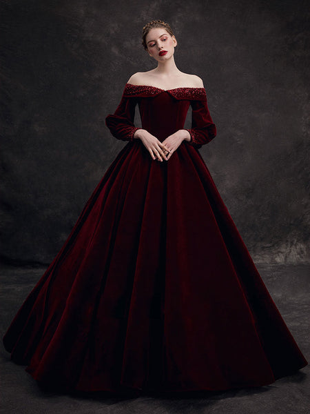 maroon velvet prom dress V Neck Spaghetti Straps Burgundy Velvet Prom Dress
