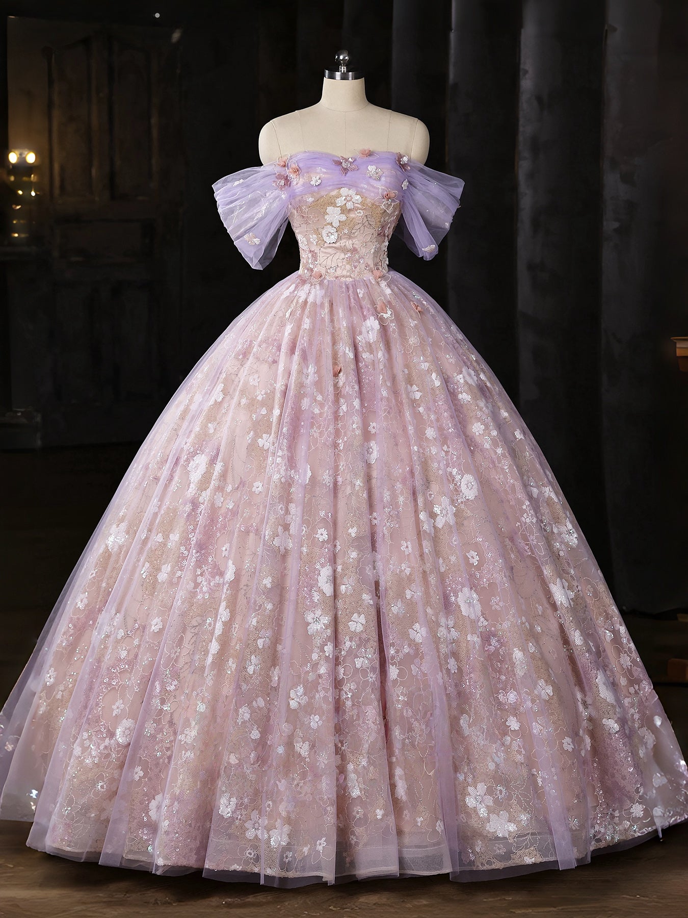 Pink A line tulle long prom dress, pink tulle formal dress shdress Pink A line tulle long prom dress, pink tulle formal dress shdress