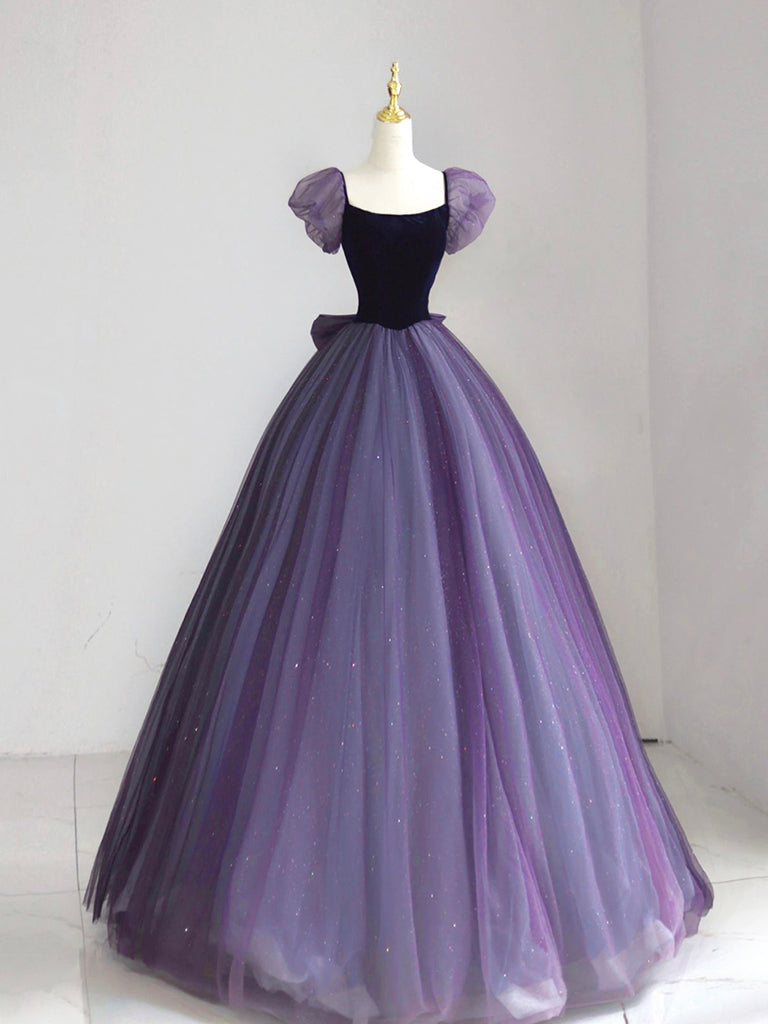 
                  
                    Purple A-Line Tulle Long Prom Dress, Purple Long Formal Dress
                  
                