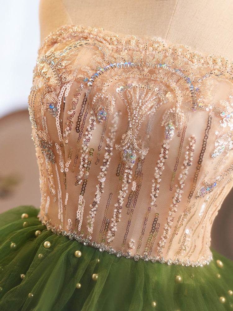 Champagne/Green Tulle Lace Short Prom Dress, Cute Homecoming Dress shdress Champagne/Green Tulle Lace Short Prom Dress, Cute Homecoming Dress shdress