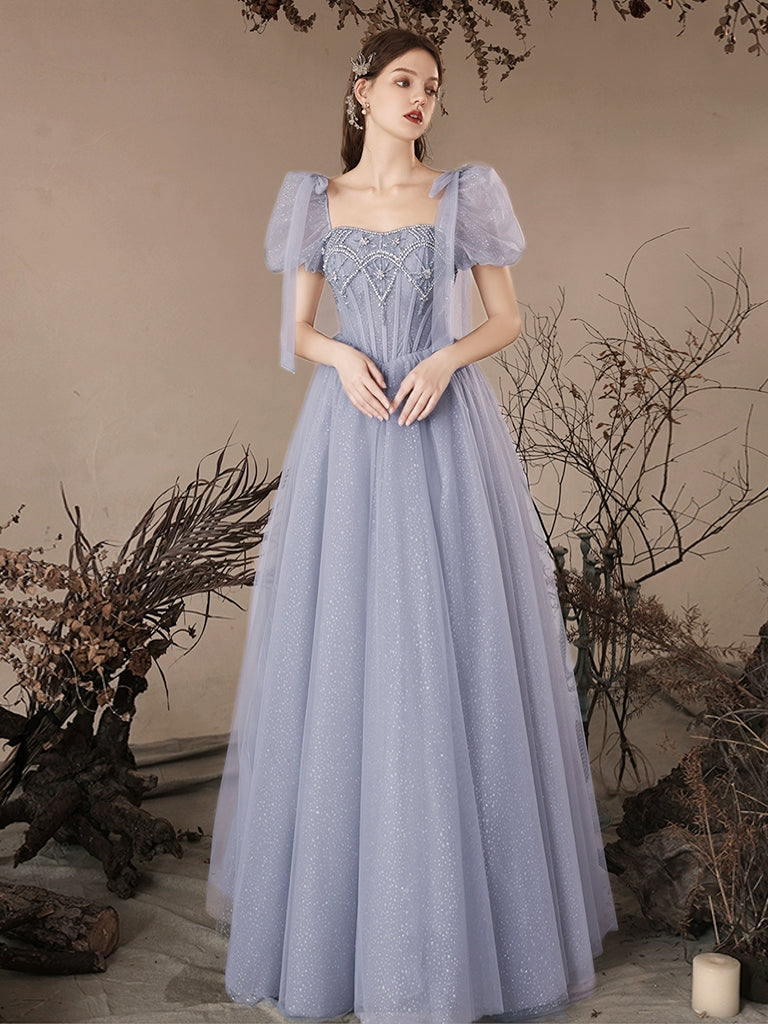 Short A-line Off the Shoulder Black Tulle Prom Formal Homecoming Dresses