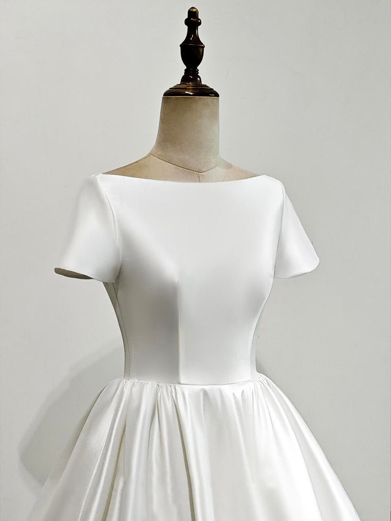 
                  
                    A-Line Satin Tea Length White Formal Dress
                  
                