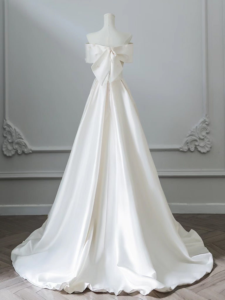 Ivory Sheath Satin Long Prom Dress Formal Party Dress