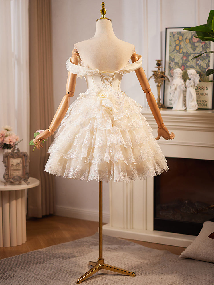 champagne prom dress short Strapless Short Champagne Glitter Hoco Dress Y863 Champagne / 00