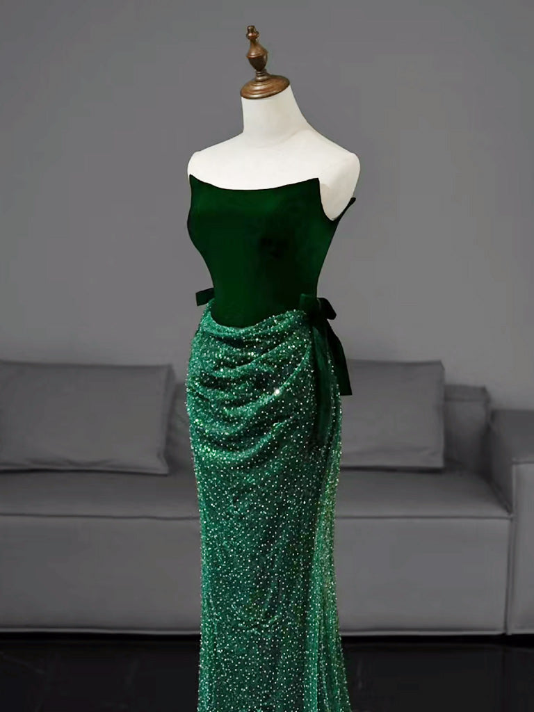 
                  
                    Green Tulle Velvet Long Prom Dress, Green Long Formal Dress
                  
                