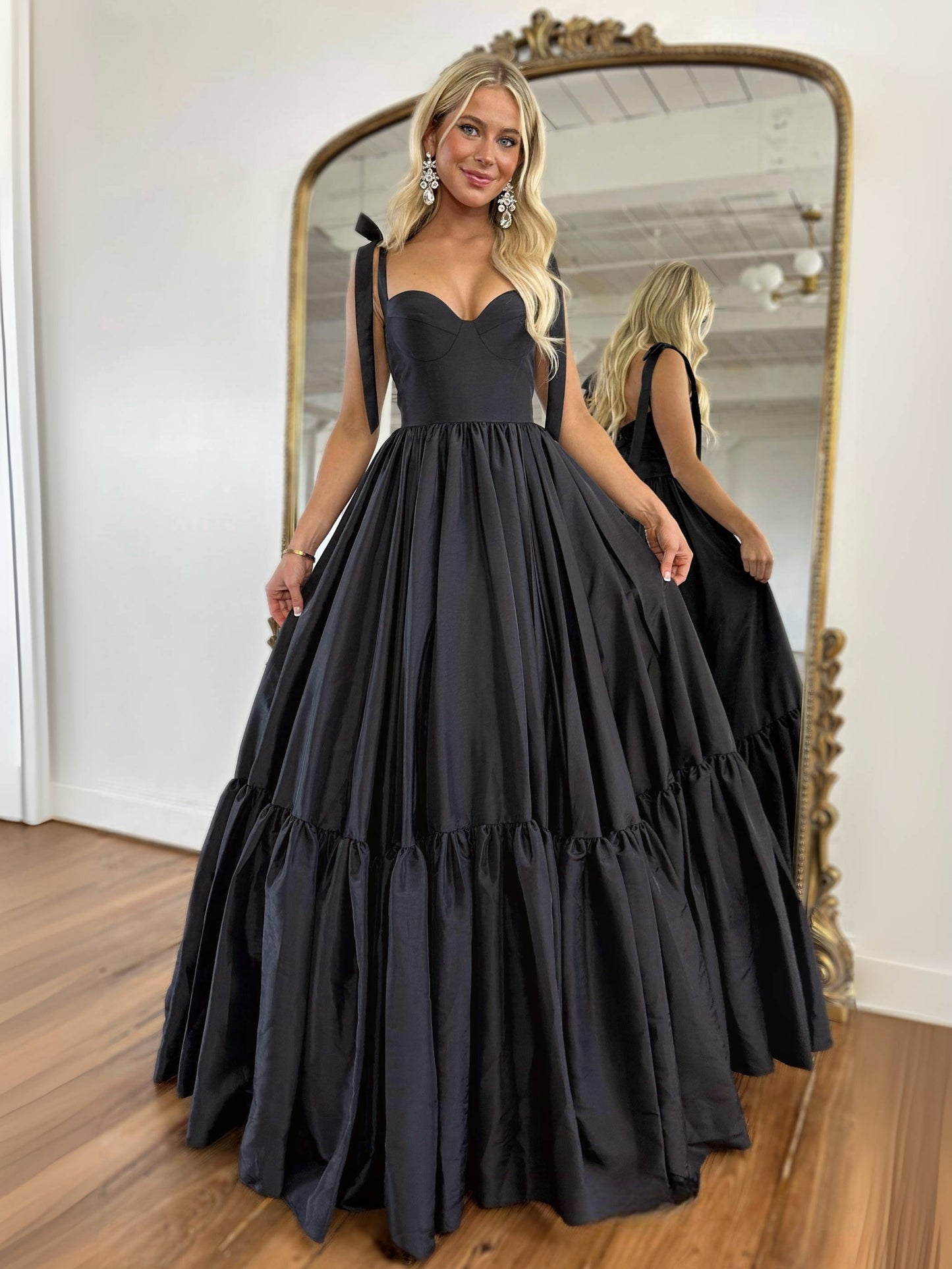 A-Line Tulle Dark Blue Long Prom Dress, Dark Blue Formal Dress – shdress