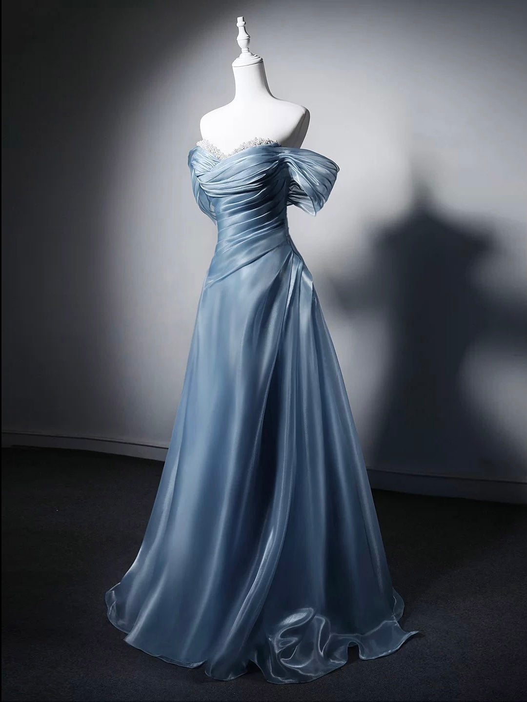 Simple royal blue satin long prom dress, royal blue evening dress shdress Simple royal blue satin long prom dress, royal blue evening dress shdress