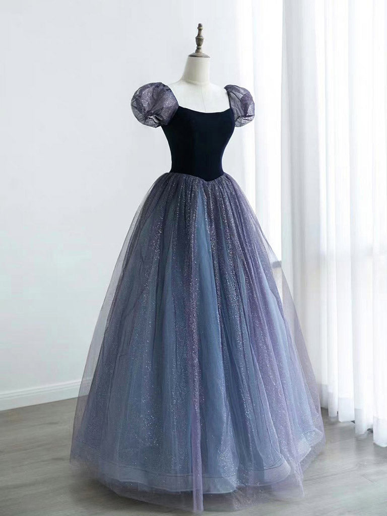A-Line Purple Tulle Long Prom Dress, Purple Sweet 16 Dress shdress A-Line Purple Tulle Long Prom Dress, Purple Sweet 16 Dress shdress