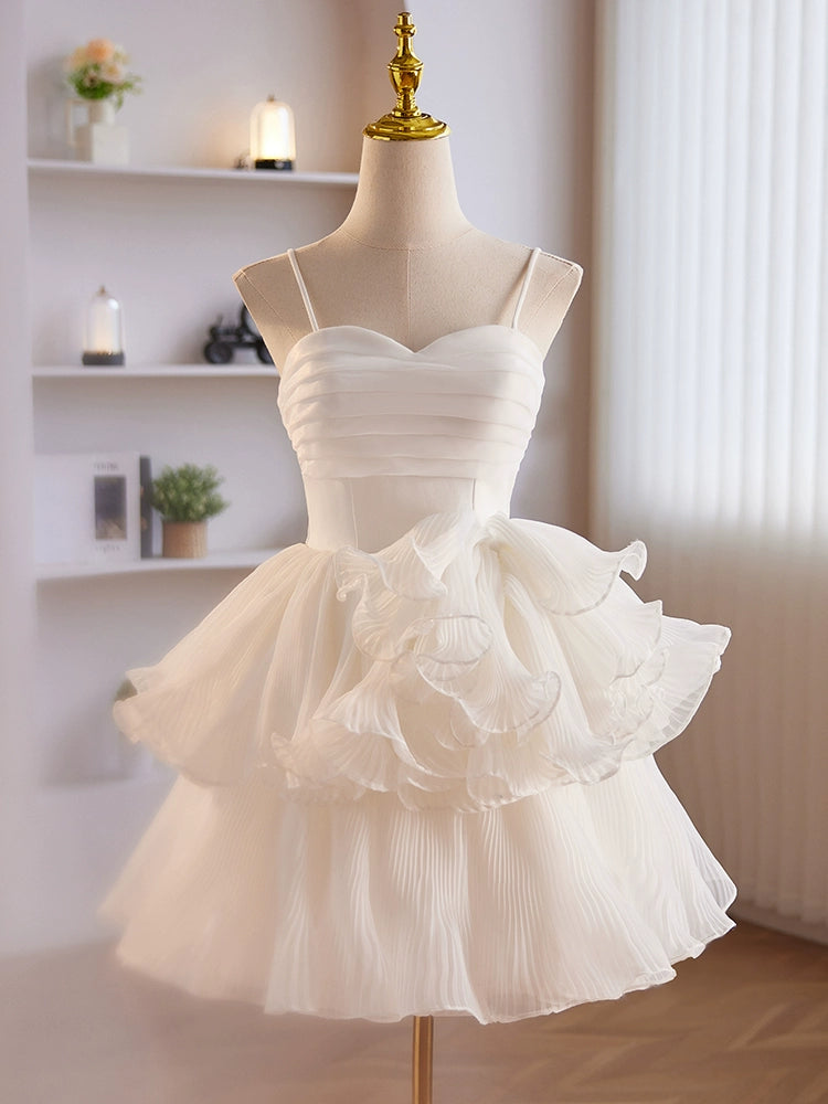 Cute White Sweetheart Neck Short Prom Dress, Cute White Homecoming Dre