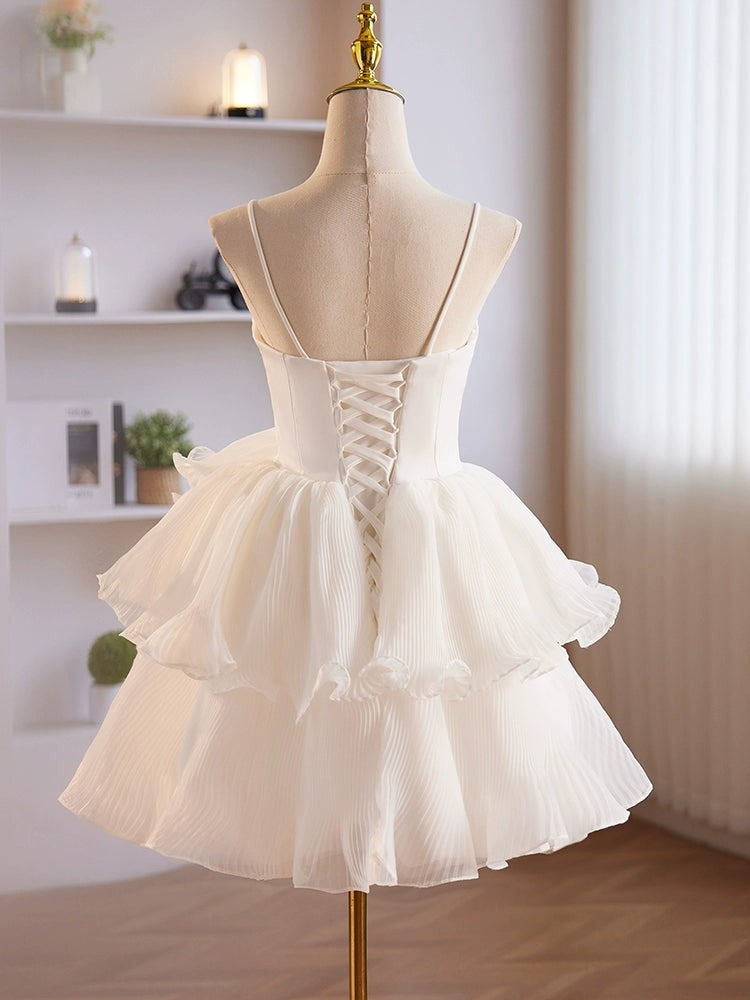 Cute White Sweetheart Neck Short Prom Dress, Cute White Homecoming Dre