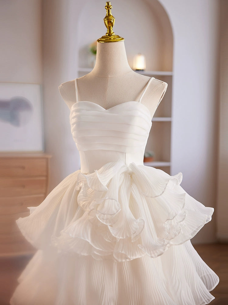 Cute White Sweetheart Neck Short Prom Dress, Cute White Homecoming Dre