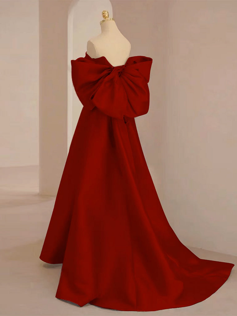 Burgundy tulle lace long prom dress A line evening dress Y1546