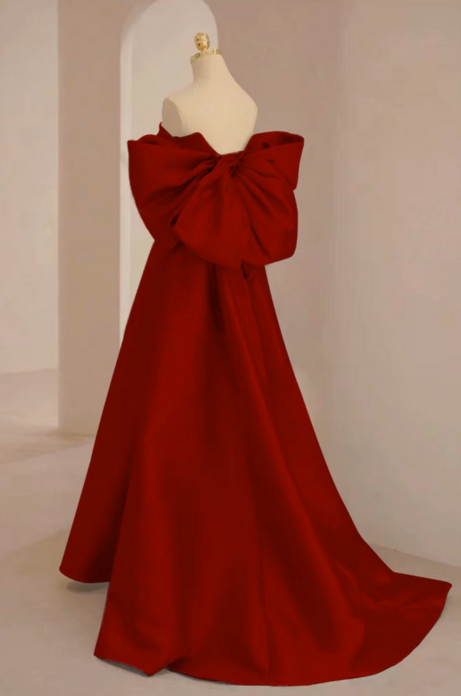 
                  
                    A-Line Satin Burgundy Long Prom Dress, Burgundy Long Formal Dress
                  
                