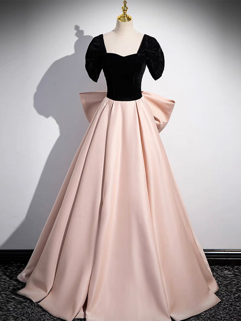 A-Line Sweetheart Neck Off Shoulder Satin Velvet Champagne Long Prom D shdress A-Line Sweetheart Neck Off Shoulder Satin Velvet Champagne Long Prom D shdress