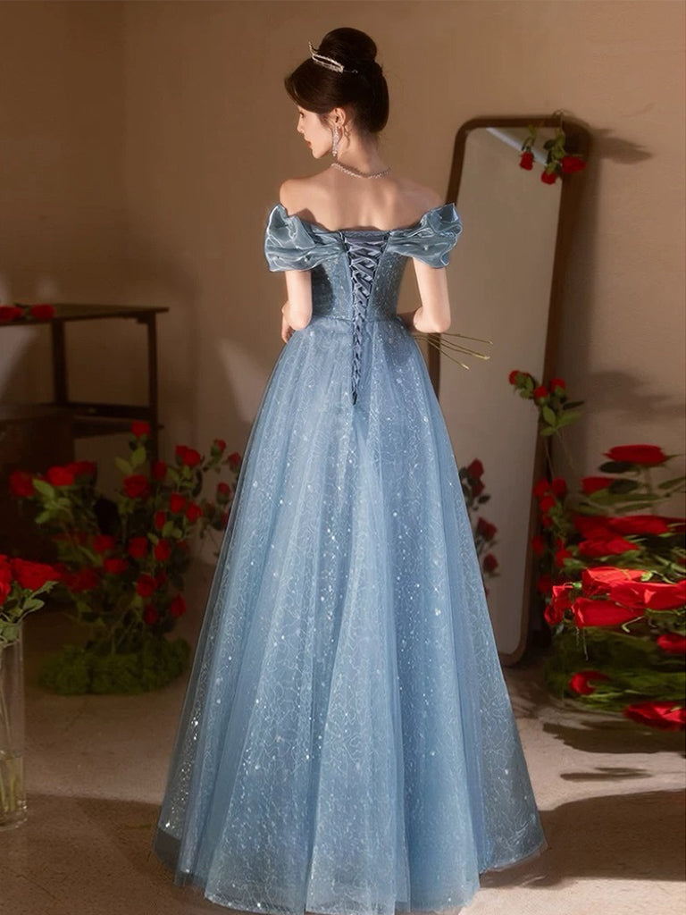 A-Line Sweetheart Neck Tulle Lace Dark Blue Long Prom Dress, Dark Blue – shdress A-Line Sweetheart Neck Tulle Lace Dark Blue Long Prom Dress, Dark Blue – shdress