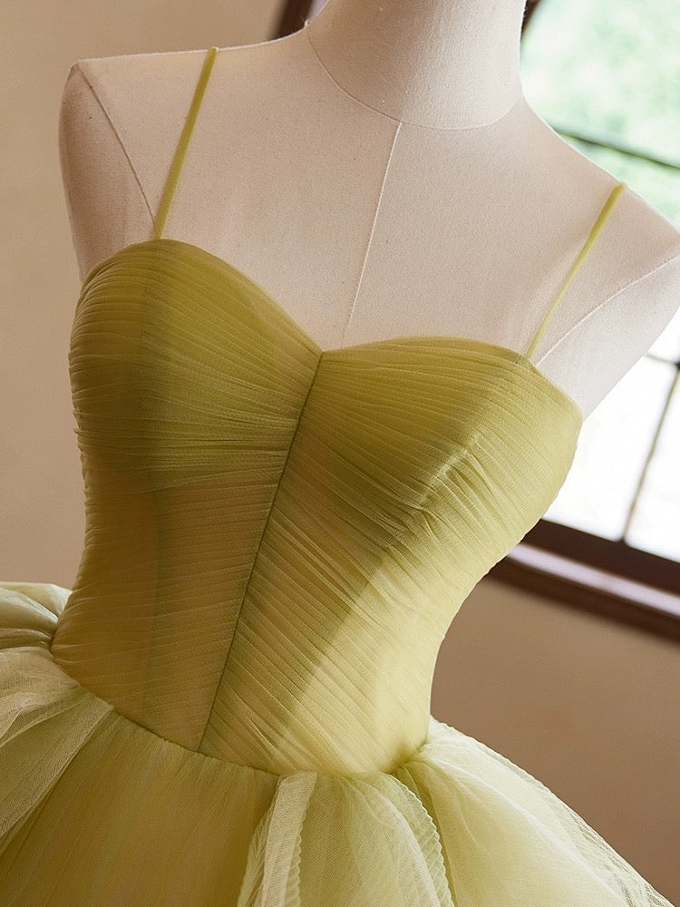 
                  
                    A-Line Sweetheart Neck Tulle Green Long Prom Dress, Green Long Formal Dress
                  
                