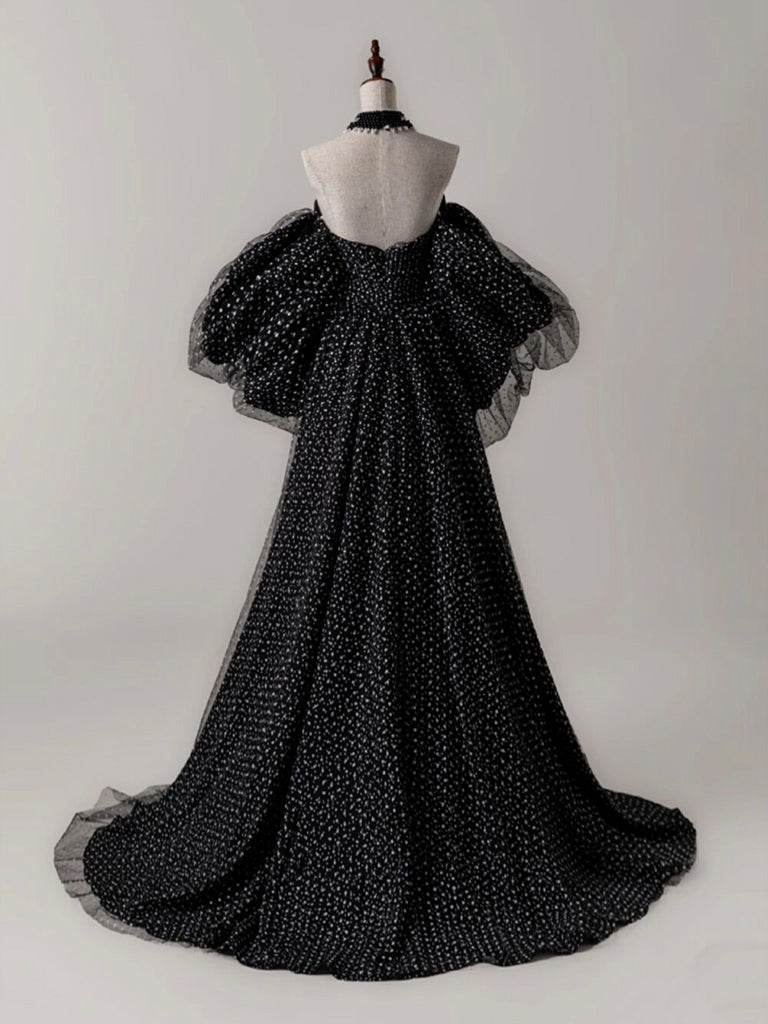 monochrome prom dress A-line Black White Satin One Shoulder Hot Modest Prom Dresses PD1961 AlineBridal