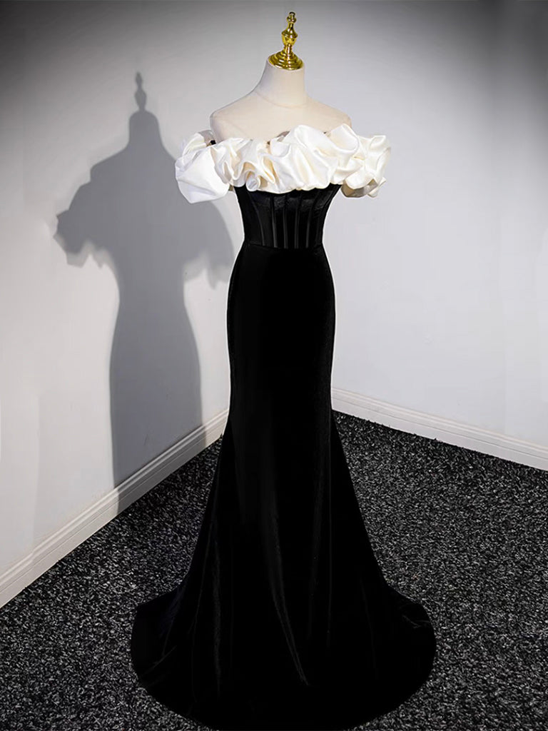 
                  
                    Black Mermaid Velvet Long Prom Dress, Black Long Formal Dress
                  
                