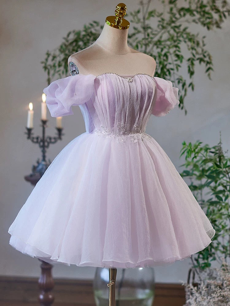 A-Line Tulle Purple Short Prom Dress, Purple Homecoming Dress shdress A-Line Tulle Purple Short Prom Dress, Purple Homecoming Dress shdress