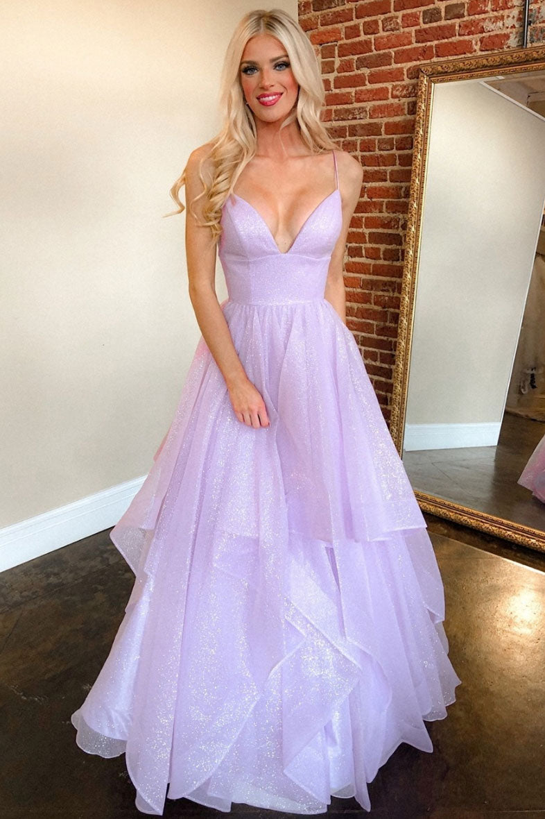 Purple v neck tulle long prom dress purple formal dress shdress Purple v neck tulle long prom dress purple formal dress shdress