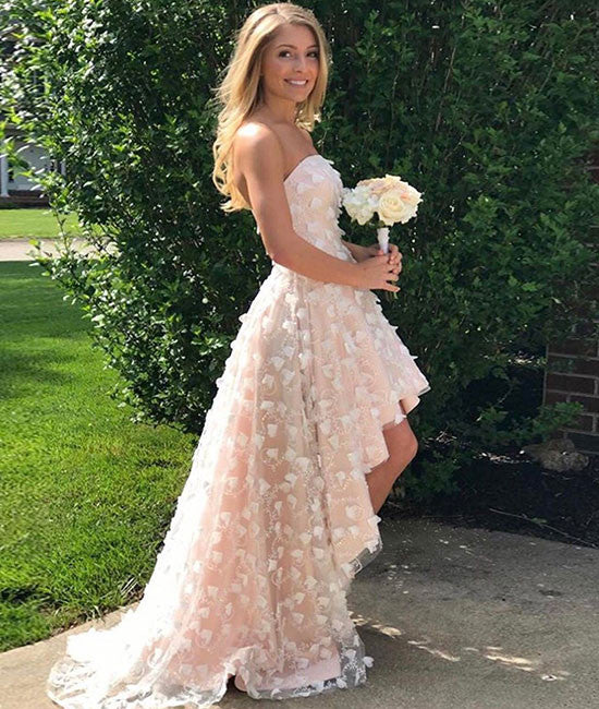 Unique tulle sweetheart high low prom dress, evening dress - shdress