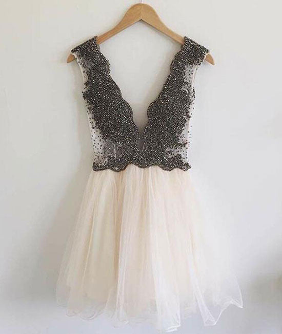 Custom Made Beaded Short Prom Dress, Homecoming Dress - shdress