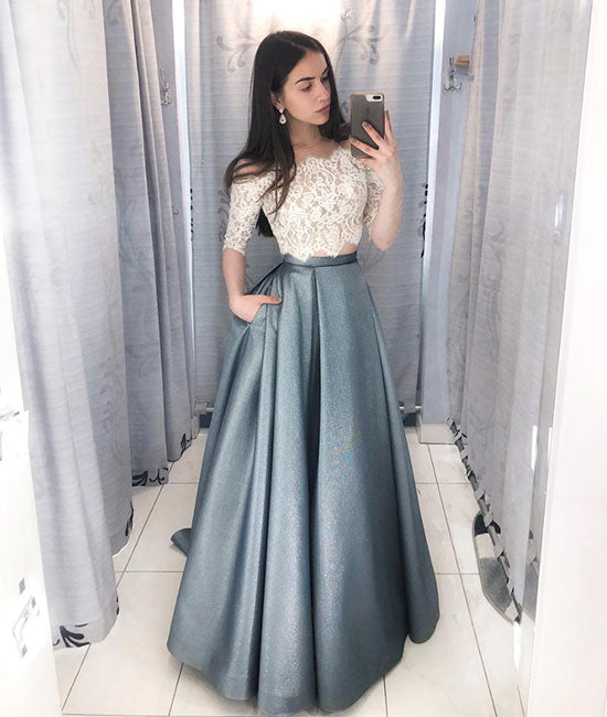 lace pieces for dress Beautiful A Line Two Pieces Lace Appliques Prom Dress PL480