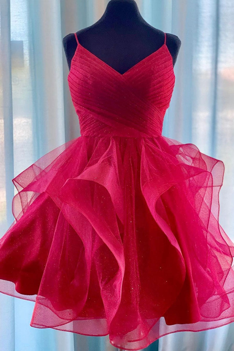 Burgundy tulle short prom dress, burgundy homecoming dress shdress Burgundy tulle short prom dress, burgundy homecoming dress shdress