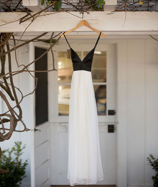 Simple White Chiffon Backless Long Prom Dress, Evening Dress Simple White Chiffon Backless Long Prom Dress, Evening Dress
