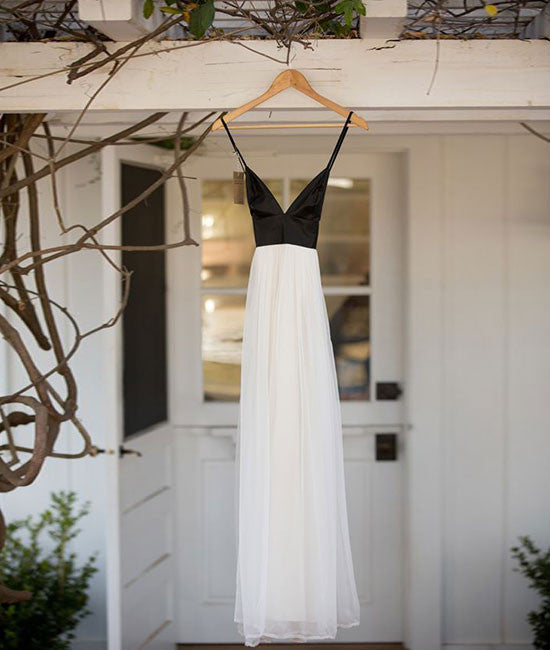 
                  
                    Simple White Chiffon Backless Long Prom Dress, Evening Dress - shdress
                  
                