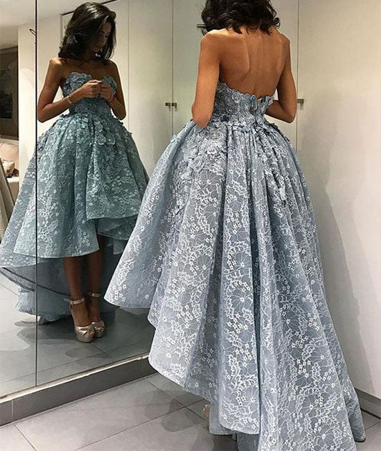 
                  
                    Unique sweetheart lace short prom gown, lace evening dress - shdress
                  
                