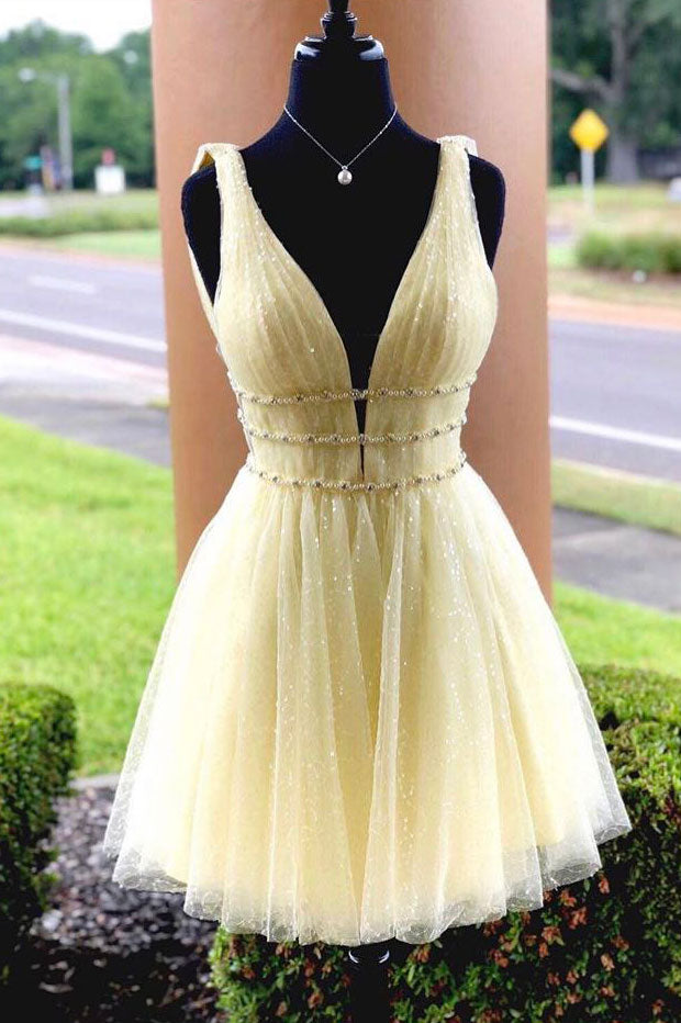 Cute yellow tulle short prom dress, yellow homecoming dress shdress Cute yellow tulle short prom dress, yellow homecoming dress shdress